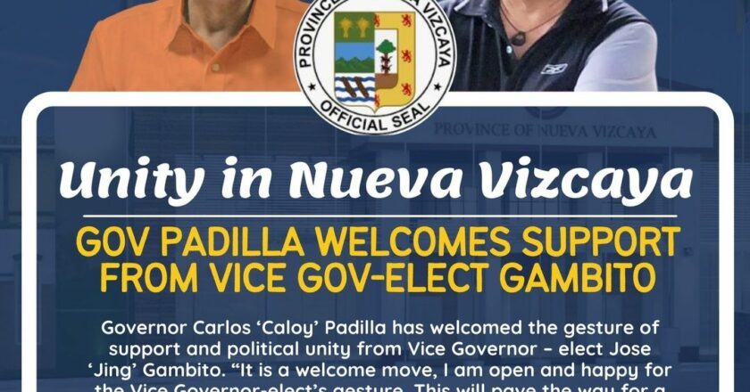 Padilla, Gambito vow for unified governance in NVizcaya